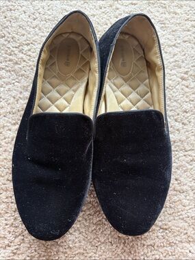 Birdies Black Velvet Slip-On Loafers